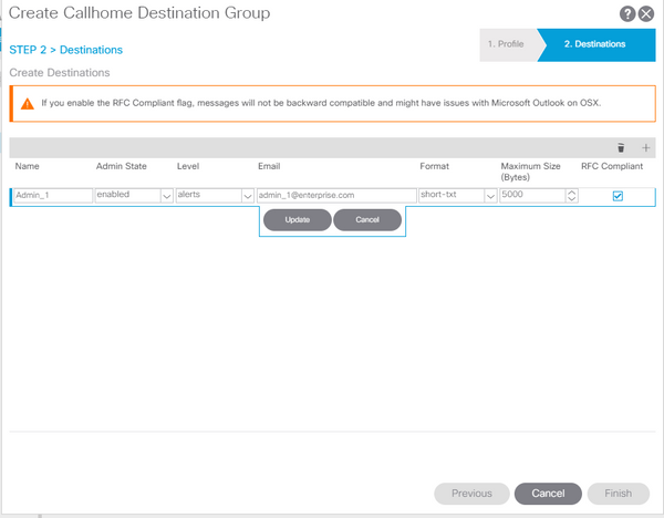 Configure CallHome feature in Cisco ACI